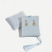 Boîte à bijoux rectangulaire de luxe en velours de haute qualité, résistante aux rayures, avec pompon, emballage cadeau en tissu doux, boîte à bijoux de mariage pour mariée