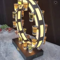 Support de présentation LED rechargeable pour bouteilles, verres à cocktail, verres à shot et verres à champagne, design Grande Roue