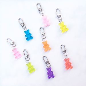 <b>Cute</b> Colorful Bear Keychains Resin Cartoon Bear Charm <b>Keyrings</b> with Glossy Finish for Bag Charms Gift Giving - Product Image 3