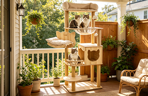 Árbol rascador para gatos de madera con envío directo, torre, estructura de escalada, cama, poste rascador todo en uno, cápsula espacial semicircular grande - Product Image 5
