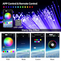 Kit d'éclairage de plafond ciel étoilé en fibre optique avec mini-moteur 1V3, 900 étoiles, 1,5 m, contrôle APP RF pour voiture et camion