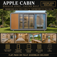 Maison préfabriquée en forme de pomme de 6 m x 3 m avec cuisine compacte et salle de bain, structure en acier moderne pour hôtel, villa, appartement et boutique, glamping