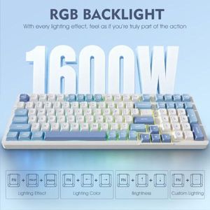 Teclado Mecánico para Juegos OEM ODM V98ProV3 Actualizado, Tri-Modo BT/USB/2.4G, Interruptores Intercambiables en Caliente, Lubricación Previa, Switches Ice Cream, Gasket S - Product Image 5