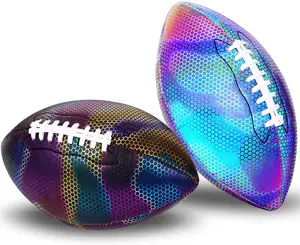 Custom logo luminous reflection holographic soccer ball rugby ball lit football luminous football factory OEM made in China