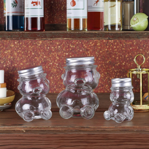 Pot en verre recyclable en forme d'ours mignon pour le stockage des aliments Bougies à sauce <span class=keywords><strong>au</strong></span> <span class=keywords><strong>miel</strong></span> 80ml 160ml 300ml Bouchon à vis en métal or argent pour la maison - Product Image 3