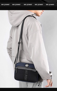 Sac bandoulière en nylon personnalisé avec logo, léger, pour homme, idéal pour le bureau, les voyages quotidiens et les affaires. - Product Image 6