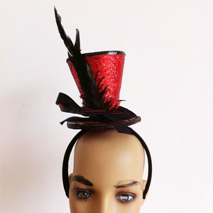 Mũ đầu nhỏ bên Carnival cảm màu đỏ / <span class=keywords><strong>mini</strong></span> mũ nón mũ MH-1525 nhỏ trang trí - Product Image 1
