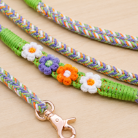 Laisse pour chien personnalisée en paracorde tressé de coton, faite à la main, de luxe, élégante, accessoires pour animaux de compagnie, motif floral, adorable.