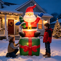 Père Noël gonflable de 1,8 m et boîte à cadeaux avec lumières LED pour la décoration extérieure de jardin, pelouse, fête, festival