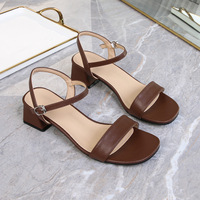 Sandales à Talons Carrés Chics de 5 cm pour Femmes, Bout Ouvert, Bride Cheville, Chaussures de Soirée Habillées, Pointures 35-44