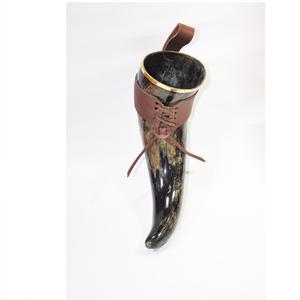 Cuerno para Beber Clásico con Correa de Cuero para Eventos Históricos y de Fantasía a Precio Económico, Acabado Natural - Product Image 3