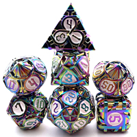 Ensemble de dés en métal massif pour D&D, 7 pièces, dés polyédriques avec placage irisé pour les jeux de rôle sur table Dungeons and Dragons