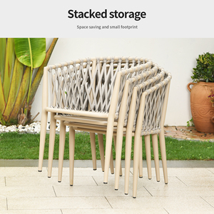 Modern Outdoor Patio Garden Furniture <b>Stackable</b> Woven Cast Aluminum Rope Table and <b>Chair</b> for <b>Dining</b> Hotels Parks - Product Image 3