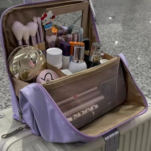 Stand up Makeup Bag Travel Portable Large Capacity Cosmetic Organizer with Dividers - Product Image 3
