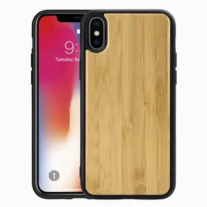 for iPhone X XS 2023 Wholesale Classic Custom Blank Bamboo Wholesale Protective Back Cover Real Natural Wood TPU Phone Case