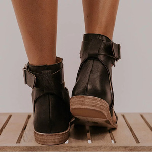 <span class=keywords><strong>Sandalias</strong></span> Bohemias de juanete para <span class=keywords><strong>mujer</strong></span>, zapatos planos de tacón plano con punta abierta, de PU, color negro, caqui y café, para uso diario - Product Image 3
