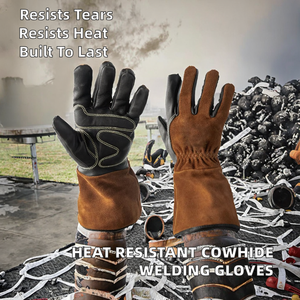 Gants de soudage MIG en Kevlar, 16 oz, texture écaille de poisson, sans poudre, résistants à la chaleur <span class=keywords><strong>et</strong></span> au feu, avec renforts aux paumes - Product Image 2