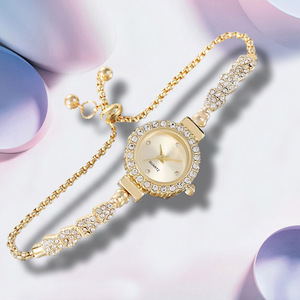 Elegant Korean-Style Pull-Out Design Compact Diamond-Studded Female Students' <b>Bracelet</b> Watch Luxury Alloy Glass Multi-Color - Product Image 3