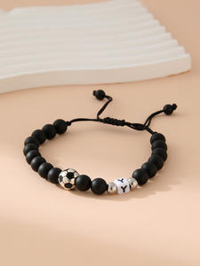 Pulsera de cuentas ajustable con 26 letras de fútbol esmeriladas, de moda, superventas 2026, para aficionados, precio al por mayor - Product Image 4