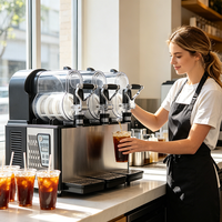 Mesin Slush & Pembuat Smoothie Portabel Elektrik Profesional 3 Dispenser dengan Fungsi Pencampur untuk Kedai Kopi