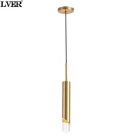 Lustre LED industriel nordique pour restaurant Tube en aluminium ultra-mince petite lampe suspendue forme longue