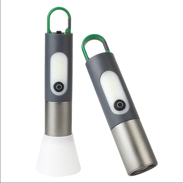 Powerful Portable LEP Flashlight Waterproof Torch Light USB-C Rechargeable LED COB ZOOM Keychain Flashlight with Hook