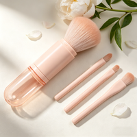 Ensemble de maquillage pour le visage multifonctionnel portable 4 en 1, 4 pièces, poignées en plastique, pinceaux pour le blush, la poudre libre et les fards à paupières