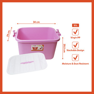 12L PP <b>Plastic</b> Storage Box Lid Stackable Moisture Resistant Dust Resistant Eco-Friendly Modern Design Airtight Bathroom <b>Kitchen</b> - Product Image 5