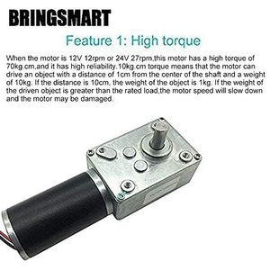 BringSmart 12V 16Rpm Dc <b>Worm</b> <b>Gear</b> Motor Permanent Magnet 42Mm Flange Mount High Torque Self Locking Mini Electric Engine - Product Image 2