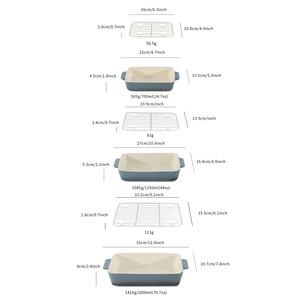 Bandeja de Horno Rectangular de Cerámica Estilo Europeo Personalizada, Apta para Horno y Microondas, Gris, con Doble Asa, para Uso Doméstico - Product Image 1