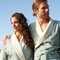 Peignoir de bain thermique élégant en microfibre double épaisseur pour hôtel 5 étoiles de luxe, robes de spa moelleuses, broderie de logo OEM, unisexe, respirant, séchage rapide
