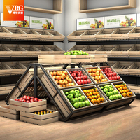Boxue Commerciële Metalen Fruit- en Groentepresentatie Rek 3-Laags Gelaagd Productenrek Zwaarbelastbaar Staal voor Supermarkt Kruidenier