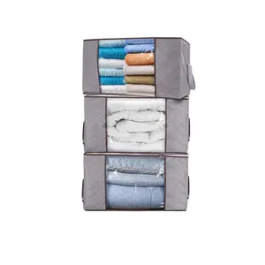 Sturdy Eco-Friendly Non Woven Fabric Under Bed Bag Organizer Quilt Foldable Cloth Blanket Storage Bags