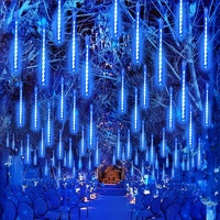 Guirlandes lumineuses solaires en forme de pluie de météores, étanches, à LED, pour Noël, les fêtes, le jardin, les arbres, éclairage décoratif