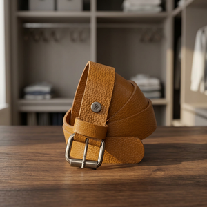 Cinturón de Cuero con Hebilla Cuadrada de Estilo Vintage, Ecológico, Personalizable, Regalo de Aniversario para Hombre, Diseño OEM, Hebilla de Acero - Product Image 1