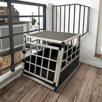 Promotion Style classique classique motif Animal métal chien Cage aluminium animal transporteur maison avec bouton fermeture en plastique chien Cages