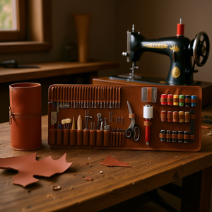 Kit di Strumenti per Lavorazione del Cuoio 92 Pezzi Set per Incisione, Punzonatura, Stampa e Cucitura per Artigianato in Pelle - Product Image 2