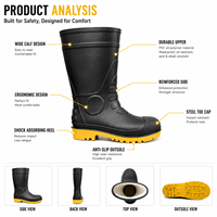 Bottes de sécurité antistatiques isolées en PVC, embout en acier, imperméables, pour travaux industriels