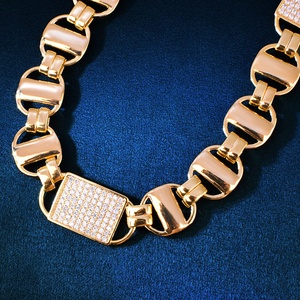 Suxuan joias colar cubano quadrado, conjunto de joias colar para homens e mulheres hip-hop cor dourada zircônia moda <span class=keywords><strong>rock</strong></span> presente - Product Image 5