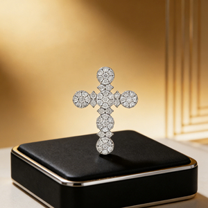 CUSTOM SILVER 10K/14K/18K GOLD PLATED LAB GROWN CVD DIAMOND CLASSIC ENGAGEMENT GIFT SWEATER <b>CHAIN</b> NECKLACE <b>CROSS</b> PENDANT - Product Image 6