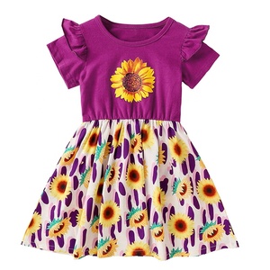 Robe florale tendance, vêtements pour enfants populaires, robe en coton super doux et élasthanne pour filles de 3 à 12 <span class=keywords><strong>ans</strong></span>, boutique - Product Image 1