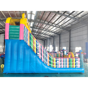 Grand toboggan gonflable en PVC pour parc animalier, aire de jeux extérieure, château gonflable de dessin animé, combo toboggans à double voie, deux murs d'escalade - Product Image 2