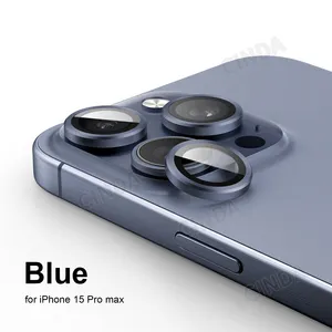 Cameralens Schermbeschermer Aluminiumlegering Voor Iphone 15 14 13 11 12 Pro Max Camera Telefoon Scherm Beschermen Ti-Blueor