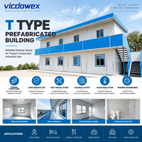 VICDOWEX Maison préfabriquée de luxe en forme de T personnalisée avec panneaux en acier et sandwich pour bureau de chantier et logement à long terme