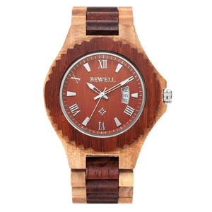 Soldes Bewell Montre en bois artisanale pour homme Montre à quartz Cadeau Montre personnalisée avec logo Montre en bois la moins chère pour homme - Product Image 1