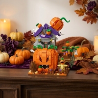 Ensemble de blocs de construction de maison citrouille d'Halloween, briques de citrouille Jack O'Lantern, jouet éducatif 722 pièces, modèle DIY pour enfants