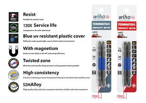 Puntas de Destornillador de Punta Fina de una Sola Extremidad Serie Terminator 91008C y 91009C, Acero Cromo-Molibdeno de Alto Torque para Máquinas de Precisión - Product Image 2