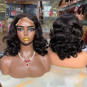 Gorgeous (14 Inch) Nature Super Double Drawn Bob <b>Wig</b>: Ocean Wave Human Hair with 5x5 Closure <b>Lace</b> Weaves & <b>Wigs</b> - Product Image 1