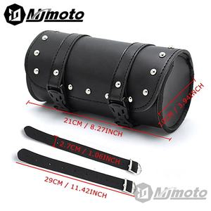 Nouveau sac de guidon de <span class=keywords><strong>moto</strong></span> <span class=keywords><strong>Vintage</strong></span> sac à outils de <span class=keywords><strong>moto</strong></span> en cuir PU noir universel pour sac de rangement de guidon de vélo de <span class=keywords><strong>moto</strong></span> - Product Image 2