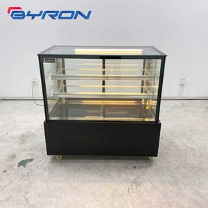 Vitrine à gâteaux incurvée entièrement transparente en verre avec éclairage LED, réfrigérateur commercial pour pâtisseries et fruits - Product Image 2